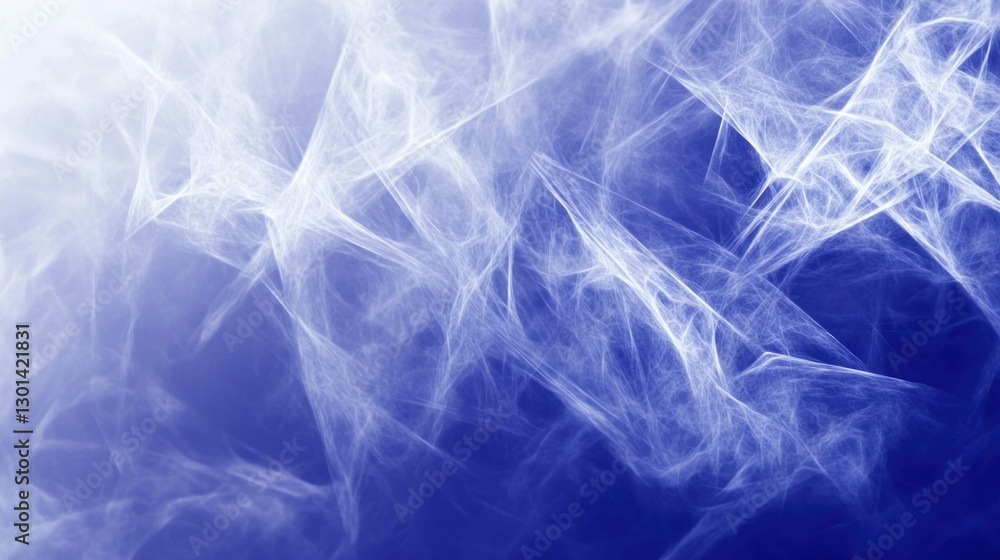 Poster abstract white fractals appearing on a deep blue gradient background