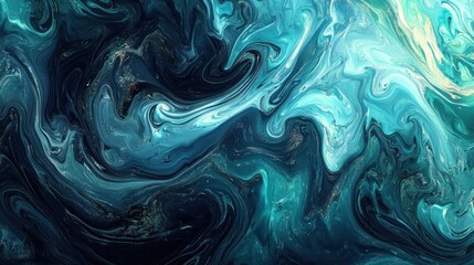 Obraz premium Swirling abstract art showcasing shades of cool blue and teal colors