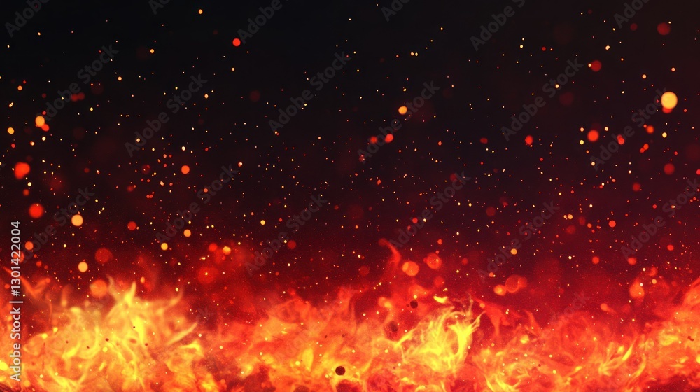 Aufkleber fiery flames and floating sparks generate a glowing backdrop