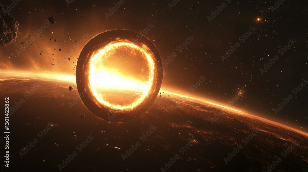 Poster a celestial celestial body explodes in the vast expanse of space