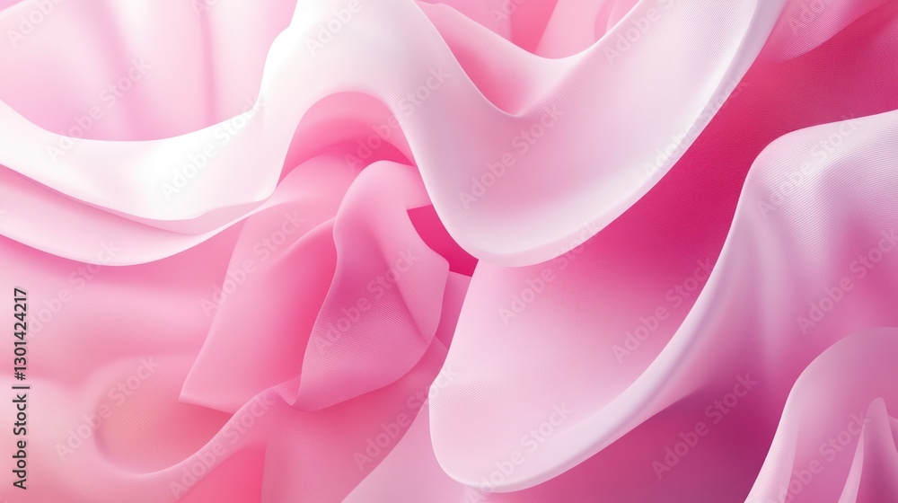 Poster Flowing layers of pastel pink fabric create a smooth abstract design