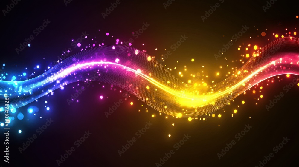 Poster colorful glowing lights creating an abstract design with various colors