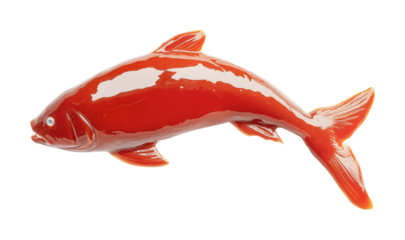 Bright red fish representing a vibrant aquatic theme suitable for decorative purposes and marine-related designs, cut out