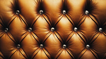 Naklejka premium A close up showing luxurious leather upholstery and decorative metal studs