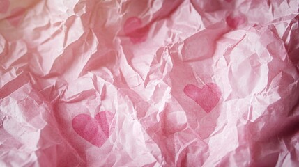 Fototapeta premium Pink Paper Featuring Beautiful Hearts and Interesting Textural Details