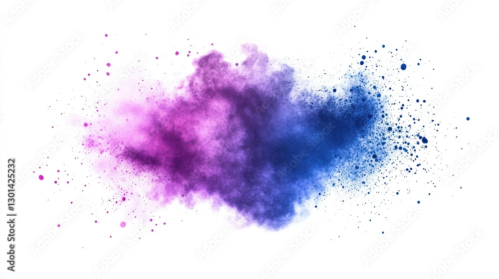 Poster an abstract representation of colorful dust particles on white background