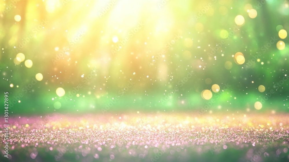 Poster abstract rendering of a sparkling field illuminated by sunlight and bokeh