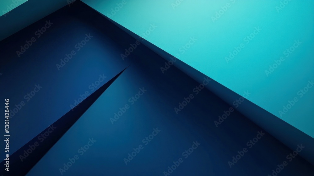 Poster a blue geometric abstract image shows triangular shapes in color