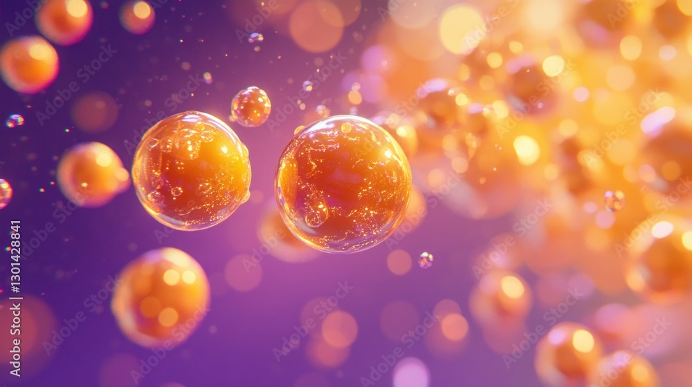 Aufkleber spherical objects floating in a colorful and blurry abstract background