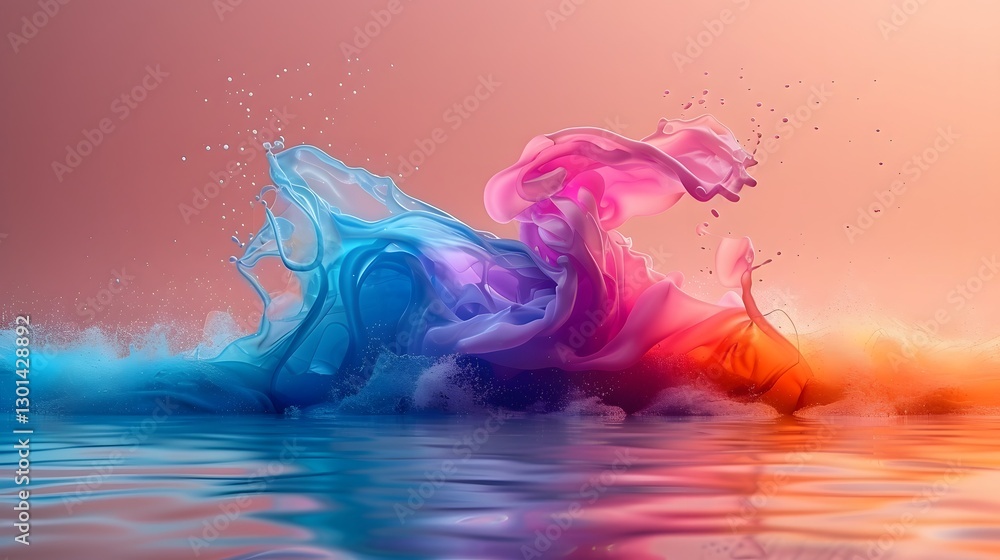 Aufkleber captivating splash of colors in fluid motion: an artistic display of colorful water dynamics