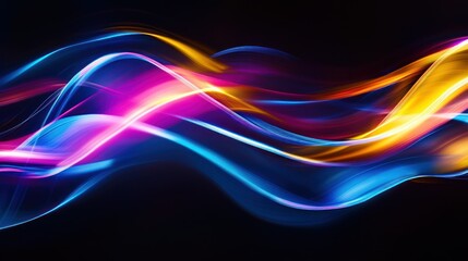 Abstract illustration of colorful flowing light streaks on black