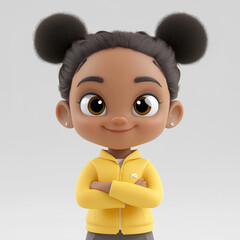 cute afro baby boss girl in gull body shoot smiling wearing Generative ai