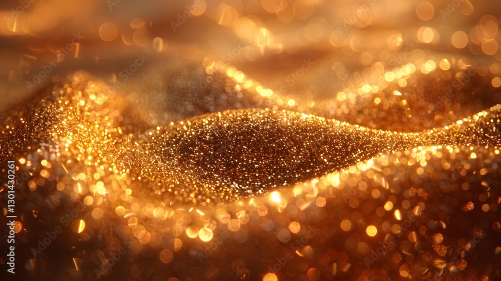 Poster golden waves of light: a mesmerizing display of sparkling textures and colors in an abstract composi