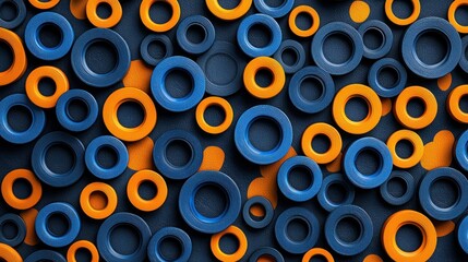 Abstract Blue and Orange Rings Background