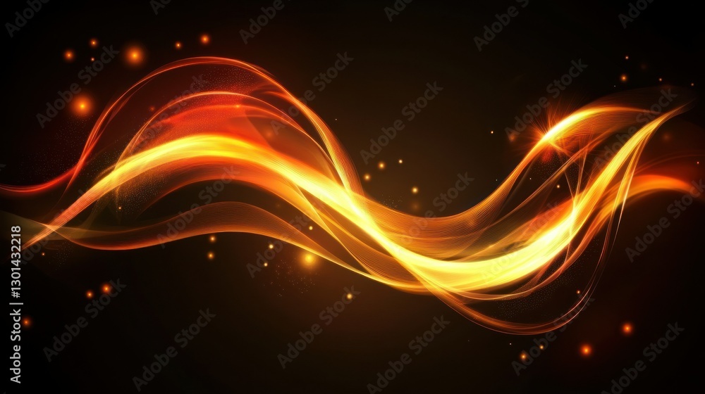 Poster abstract flowing lines displaying bright light effects on dark background