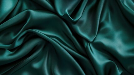 Fototapeta premium A beautiful piece of teal colored silk fabric gracefully flowing