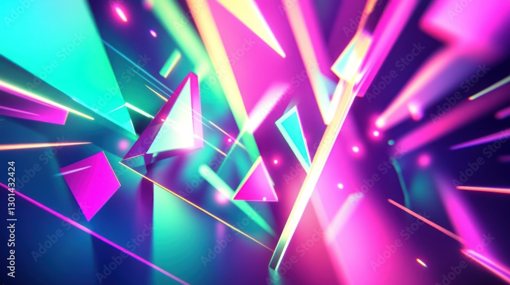 Aufkleber abstract neon colored triangles and lines creating a futuristic vibe