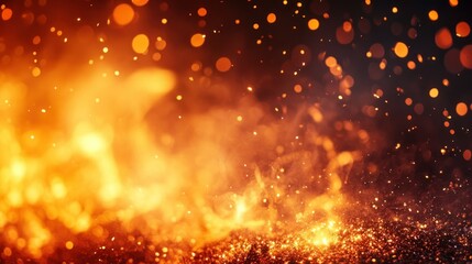 Obraz premium Fiery Flames and Burning Embers Displayed Against a Dark Background