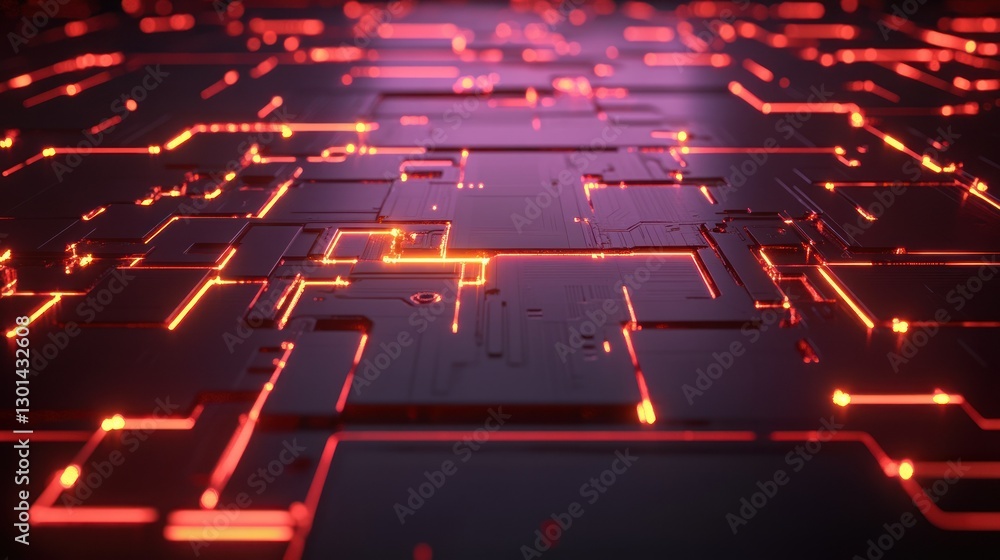 Poster a futuristic image of a glowing circuit board showing connections