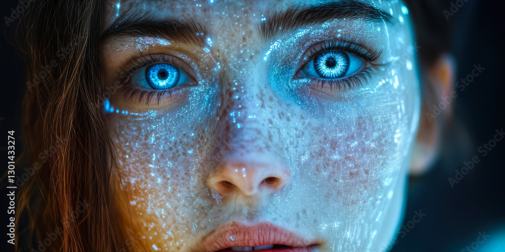 Poster futuristic digital companion with advanced ai recognizing human emotions through empathetic interact