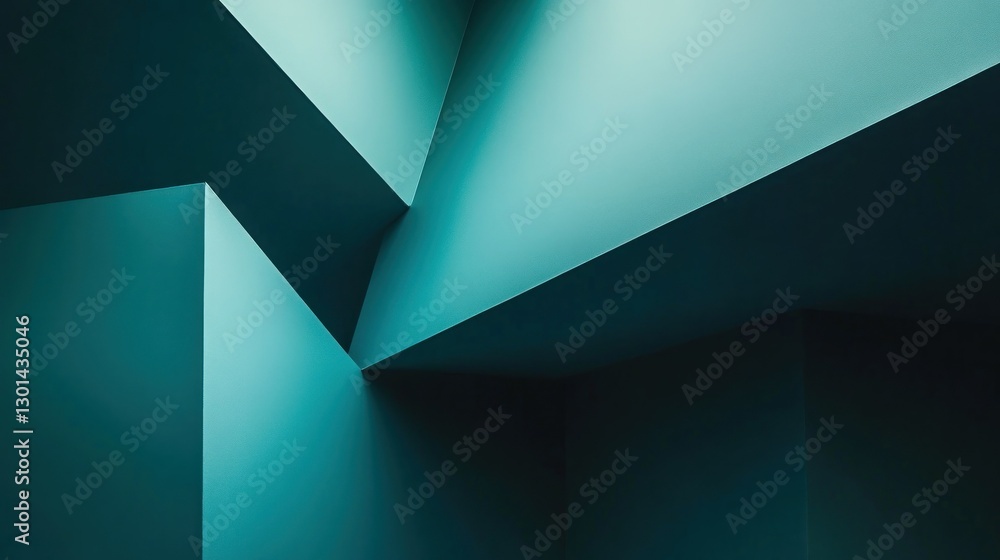 Poster abstract teal geometric shapes create interesting light and shadow effects