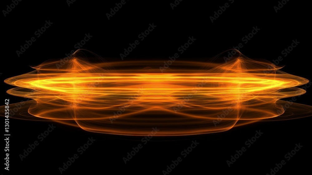 Poster an abstract glowing orange fractal shape centered on black backdrop