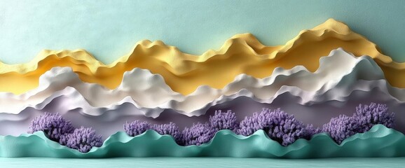 Abstract Pastel Landscape Design with Layered Texture