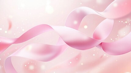 A beautiful pink ribbon swirling gracefully in a dreamy background