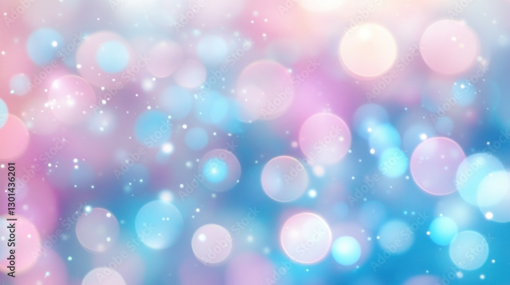 Poster a blurry background of colorful bokeh spheres and sparkling effects