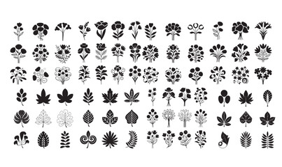 Flower icon set silhouettes, Abstract flower icon Flowers silhouette, vector images