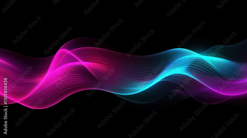 Poster abstract colorful wave patterns against a black background