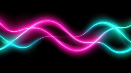 Neon colored wavy lines contrast on a black background image