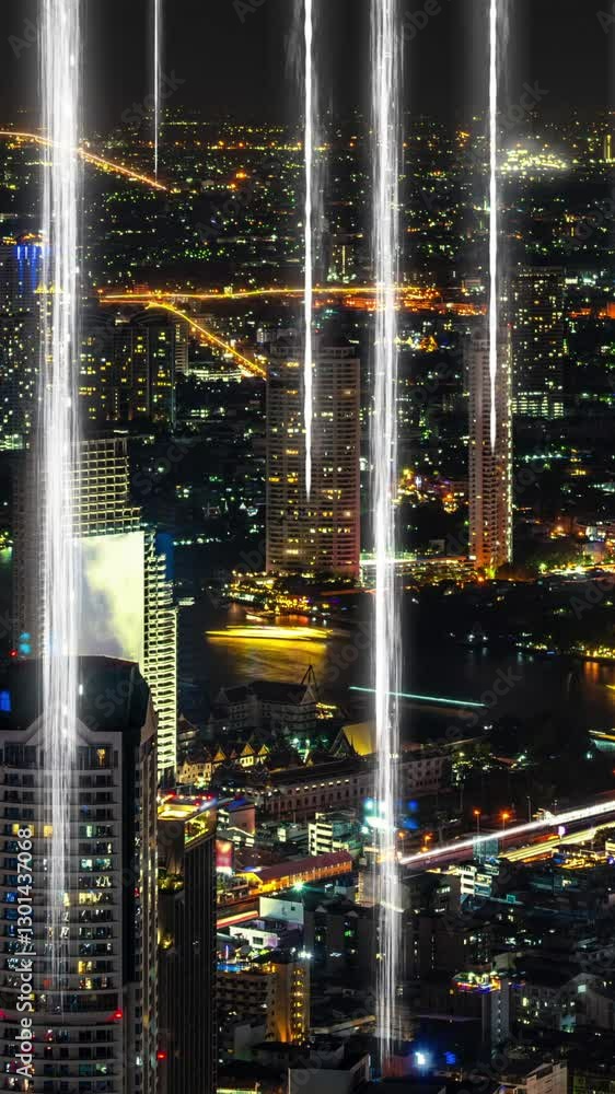 Aufkleber smart digital city with globalization abstract graphic showing connection network . concept of futur