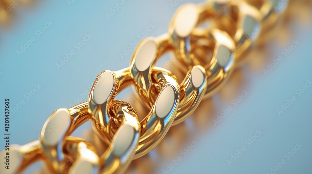 Poster close up view of a golden chain with a soft background