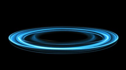 A vibrant luminous blue ring of light on black background