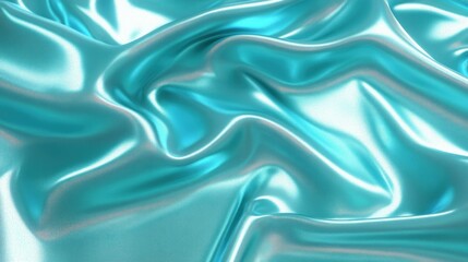 Obraz premium Beautiful turquoise colored silky fabric with elegant flowing curves