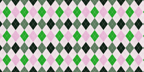 Argyle Pattern Pink And Gren