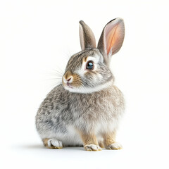 Adorable Grey Rabbit Portrait: Cute, Furry Pet in Studio Setting with Whiskers and Playful Ears
