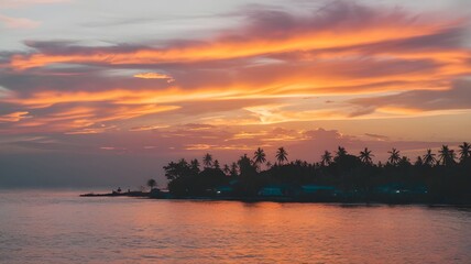 Fototapeta premium Orange sunset over the sea