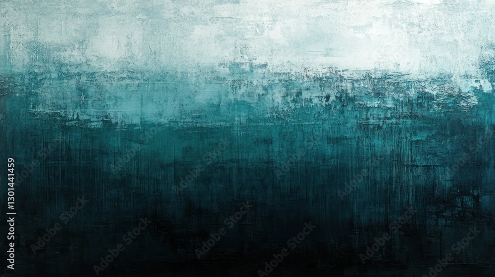 Poster an abstract painting displaying a gradient of turquoise and deep blue colors