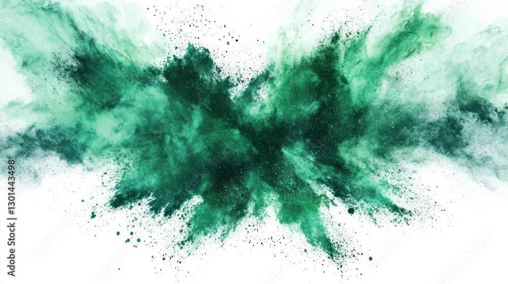 Poster exploding green powder creating an interesting and dynamic shape