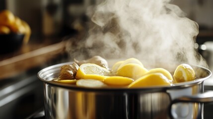 Steaming Lemon and Ginger Infusion: A Warm and Zesty Brew