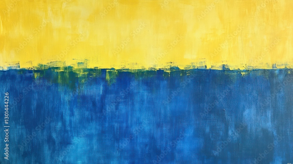 Poster an abstract painting showing a division of colors across the canvas