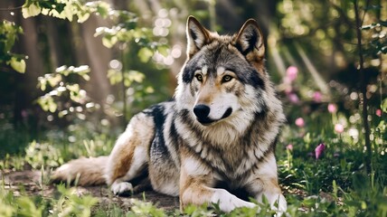 Obraz premium Portrait of a grey wolf