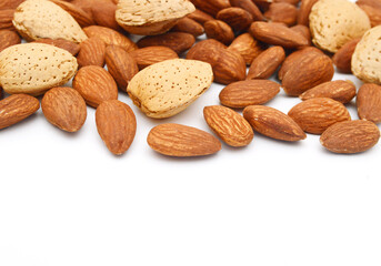 Almonds isolated on white background