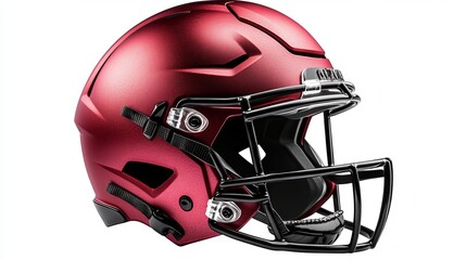 Fototapeta premium Red American Football Helmet on White Background 