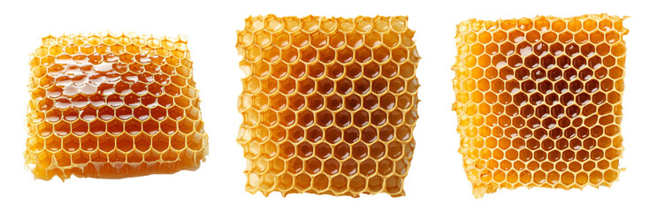 Honeycomb Structures with Natural Golden Texture Isolated on transparent background