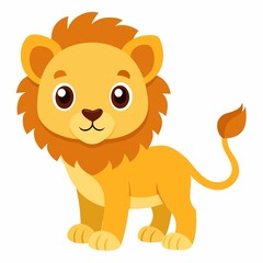 lion cartoon isolated on white, cute lion isolate 