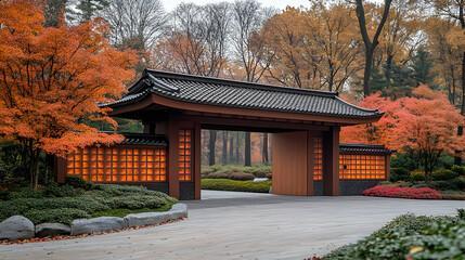 Autumnal Japanese Garden Entrance