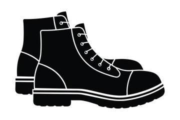 Silhouette of a pair of work boots vector art illustration.eps